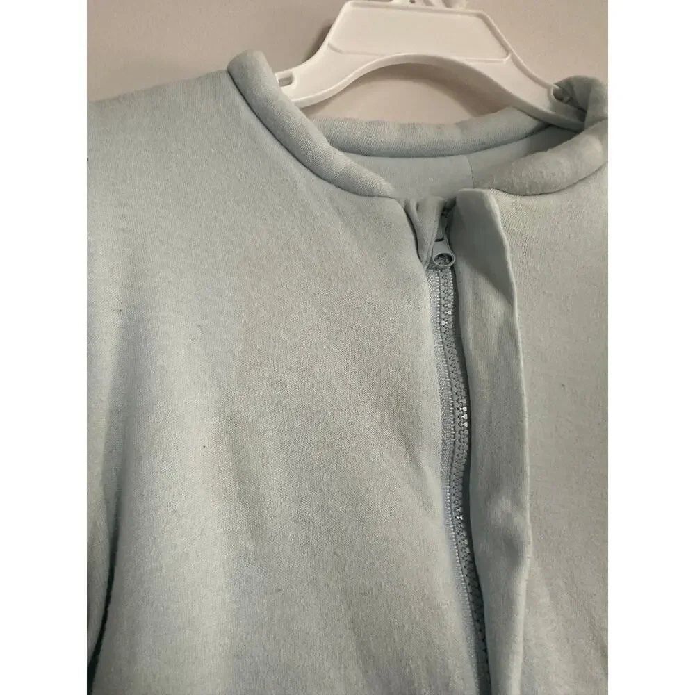 Light Blue Size 3 to 6 months Baby Boy Zip Love Cat Sleepsuit One Piece FLAWED